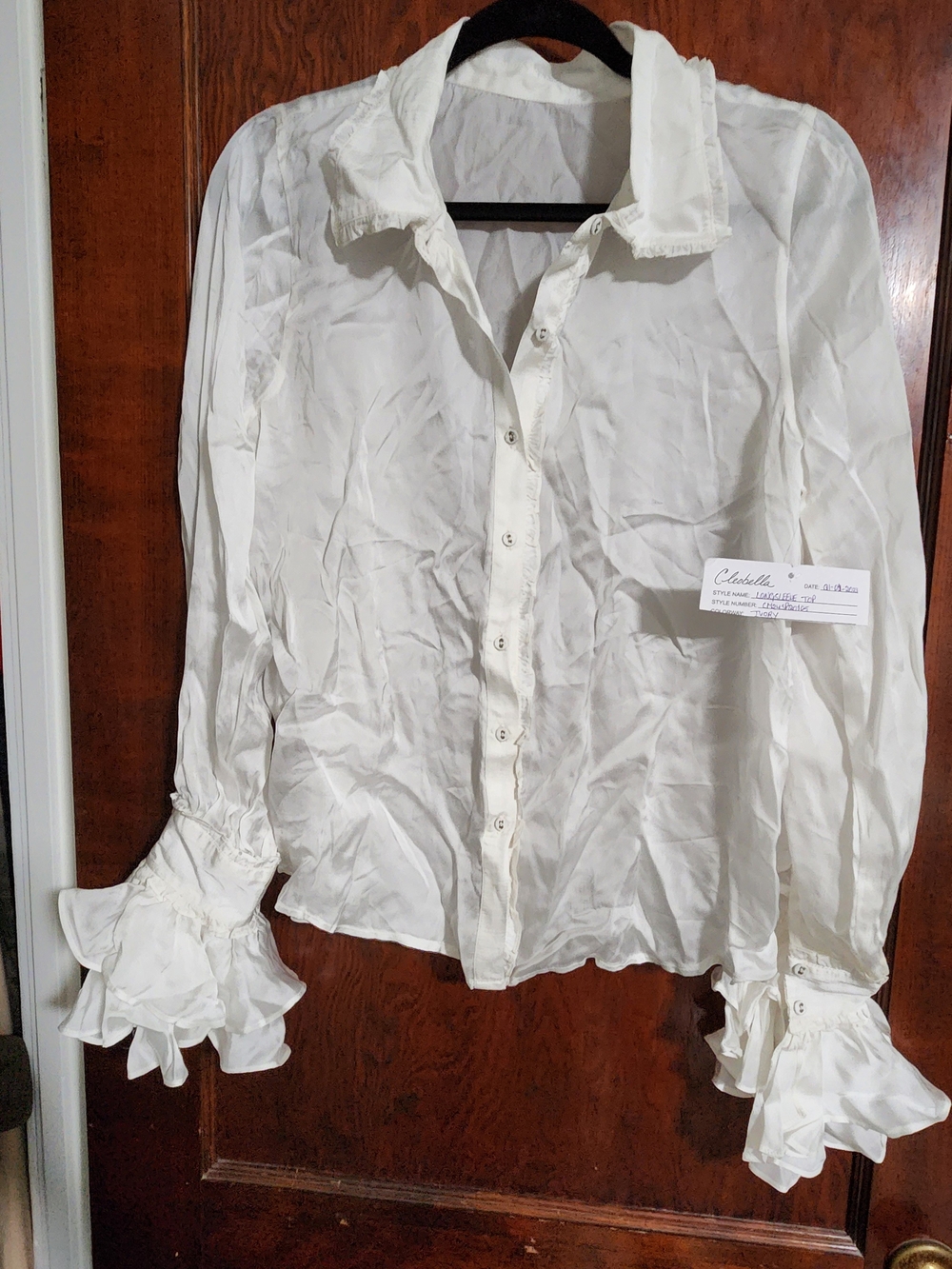 Cleobella NWT Harriette Top Ivory Silk Look Ruffle Sleeve Blouse XS